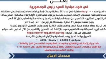 29 مارس فتح باب التظلمات للمرفوضين بمشروع 1000 وحدة ببورفؤاد بالإسكان التعاونى