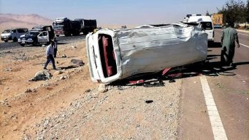 مصرع شخصين وإصابة 14 في تصادم سيارتي نقل بصحراوي الأقصر