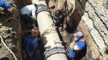 إصلاح خط الطرد الرئيسي قطر 630 مم بمدخل مسير في كفر الشيخ صور