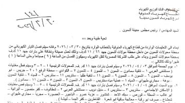 على مدار يومين.. فصل الكهرباء عن مركز أشمون في المنوفية