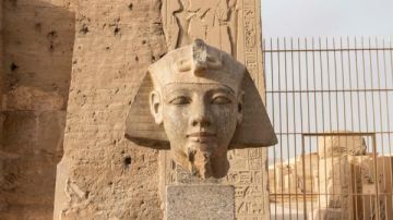 الانتهاء من ترميم رأس تمثال من الجرانيت لـ رمسيس الثاني داخل معبده في أبيدوس