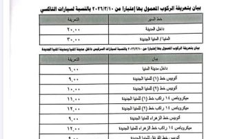 بعد زيادة البنزين.. محافظ المنيا يعتمد تعريفة الركوب الجديدة للمواصلات