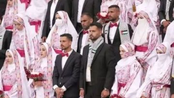 بدعم إماراتي.. حفل زفاف جماعي لـ300 عريس وعروس في قطاع غزة صور