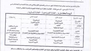 بسبب الطقس السيئ.. تعليم القليوبية تعلن جداول امتحانات مارس الجديدة صور