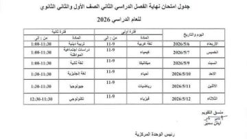 جداول امتحانات مدارس STEM الترم الثاني 2026 للصفين الأول والثاني الثانوي