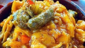 طريقة عمل طاجن ورق العنب بالكوارع طريقة عمل طاجن ورق العنب بالكوارع