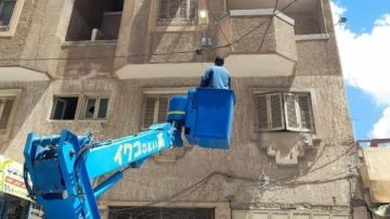 إصلاح أعطال ورفع كفاءة أعمدة الإنارة بطنطا