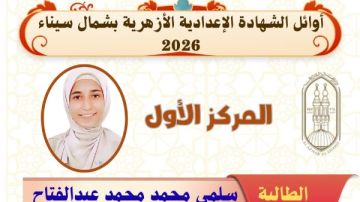 أوائل الشهادة الإعدادية الأزهرية بشمال سيناء أوائل الشهادة الإعدادية الأزهرية بشمال سيناء