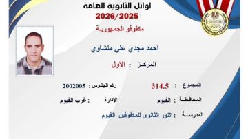 بالأسماء والصور.. أوائل الثانوية العامة 2025 - 2026 المكفوفين والدمج التعليمي