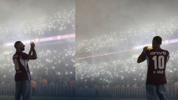 محمد صلاح يوثق لحظة تاريخية مع جماهير طرابزون بهاتفه محمد صلاح يوثق لحظة تاريخية مع جماهير طرابزون بهاتفه