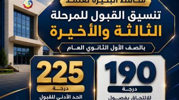 محافظ البحيرة تعتمد تنسيق القبول للمرحلة الثالثة بالبكالوريا بـ225 درجة و١٩٠ الخدمات محافظ البحيرة تعتمد تنسيق القبول للمرحلة الثالثة بالبكالوريا بـ225 درجة و١٩٠ الخدمات