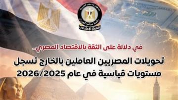 تحويلات المصريين العاملين بالخارج تسجل مستويات قياسية خلال عام 2025 2026 تحويلات المصريين العاملين بالخارج تسجل مستويات قياسية خلال عام 2025 2026