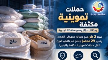 تموين البحيرة: ضبط 2 طن ملح ونخالة مجهولى المصدر وتحرير 29 محضرا تموين البحيرة: ضبط 2 طن ملح ونخالة مجهولى المصدر وتحرير 29 محضرا