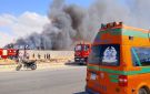 النيابة تعاين موقع حريق مصنع قماش بأبو خليفة في الإسماعيلية صور