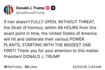 ترامب: إذا لم تفتح إيران مضيق هرمز خلال 48 ساعة سندمر محطات الطاقة لديها