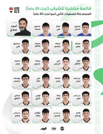 قائمة منتخب العراق الشبابي للمشاركة في تصفيات كأس آسيا تحت 20 عاما قائمة منتخب العراق الشبابي للمشاركة في تصفيات كأس آسيا تحت 20 عاما
