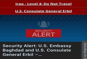 بيان عاجل من السفارة الأمريكية في بغداد يحذر من التصعيد ويدعو للمغادرة بيان عاجل من السفارة الأمريكية في بغداد يحذر من التصعيد ويدعو للمغادرة