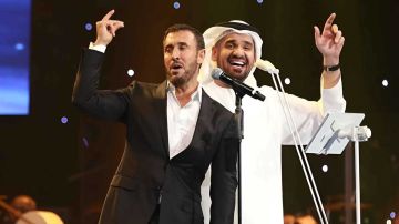 حسين الجسمي وكاظم الساهر يلتقيان في ليلة تاريخية بأبوظبي حسين الجسمي وكاظم الساهر يلتقيان في ليلة تاريخية بأبوظبي