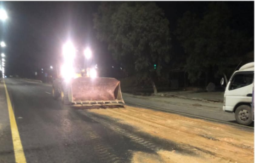 انقلاب مركبة محملة بزيت الزيتون على أوتستراد جرش عمان دون إصابات