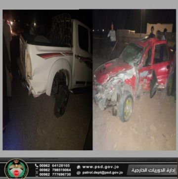 5 إصابات بحادث تصادم مركبتين باتجاه الرويشد 5 إصابات بحادث تصادم مركبتين باتجاه الرويشد