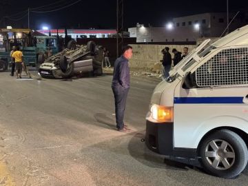 حادث تصادم بين مركبتين في محافظه مأدبا