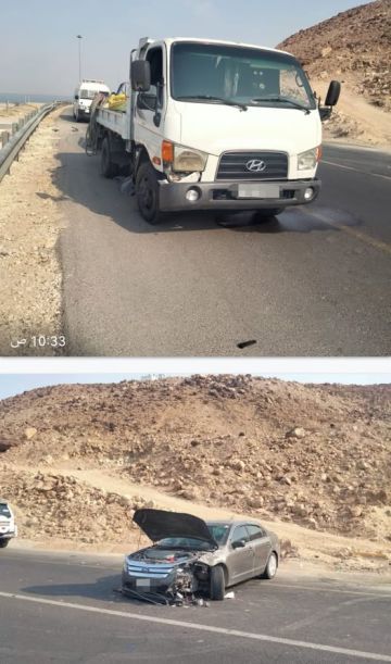 الدوريات الخارجية تتعامل مع حادث تصادم بعد فنادق البحر الميت باتجاه الجنوب الدوريات الخارجية تتعامل مع حادث تصادم بعد فنادق البحر الميت باتجاه الجنوب