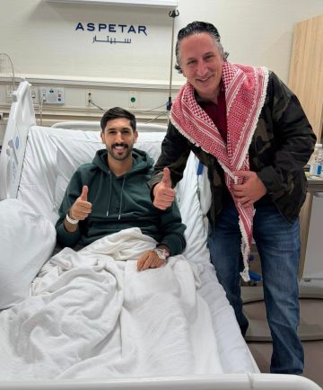 ابو رمان وفريحات يطمئنا على صحة نجم المنتخب الوطني يزن نعيمات بعد نجاح عمليته الجراحية ابو رمان وفريحات يطمئنا على صحة نجم المنتخب الوطني يزن نعيمات بعد نجاح عمليته الجراحية