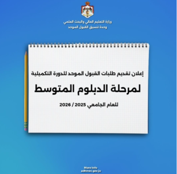 بدء تقديم طلبات الالتحاق بكليات المجتمع الرسمية لمرحلة الدبلوم المتوسط للدورة التكميلية