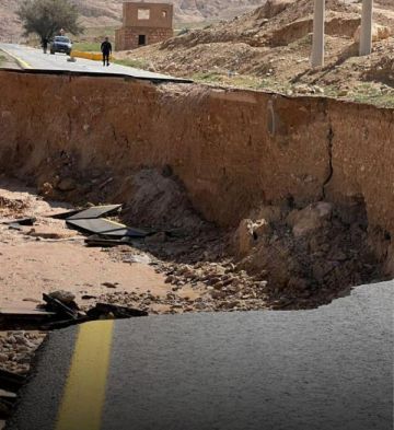 انهيار أجزاء من الطريق الملوكي النافذ بين محافظتي الطفيلة والكرك انهيار أجزاء من الطريق الملوكي النافذ بين محافظتي الطفيلة والكرك