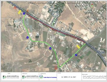 تحويلة مرورية على طريق السلط باتجاه عمان فجر السبت