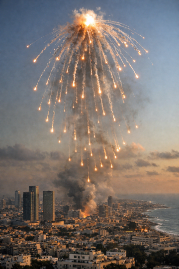 إعلام عبري: سقوط صاروخ عنقودي إيراني جنوب تل أبيب 