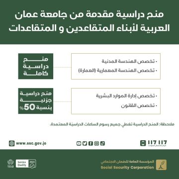 منح دراسية جامعية لأبناء متقاعدي الضمان منح دراسية جامعية لأبناء متقاعدي الضمان