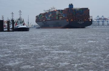 اصطدام سفينة شحن بجسر في ميناء نويس الألماني وسقوط حاويات في الماء (فيديو)