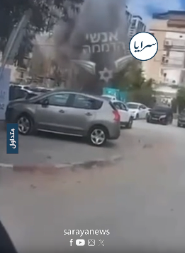 بالفيديو .. لحظة سقوط شظية صاروخ في تل ابيب 