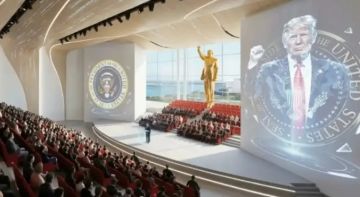 تمثال ذهبي وطائرة.. ترمب يكشف ملامح مكتبته الرئاسية تمثال ذهبي وطائرة.. ترمب يكشف ملامح مكتبته الرئاسية