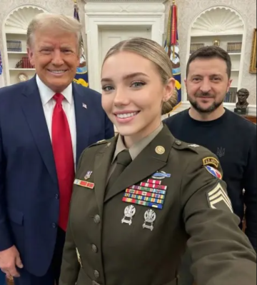 ضابطة شقراء ظهرت مع ترامب وتخدع الملايين .. ما القصة؟ ضابطة شقراء ظهرت مع ترامب وتخدع الملايين .. ما القصة؟