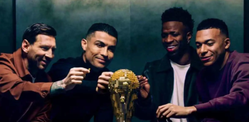 قبل كأس العالم ..  إعلان ضخم يجمع كريستيانو رونالدو وميسي ومبابي وفينيسيوس