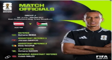  عاجل حكم موريتاني يقود مواجهة النشامى والنمسا في كأس العالم