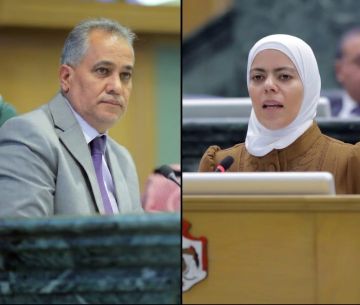 قراءة فاتحة النائب الهميسات على زميلته أبو غوش قراءة فاتحة النائب الهميسات على زميلته أبو غوش