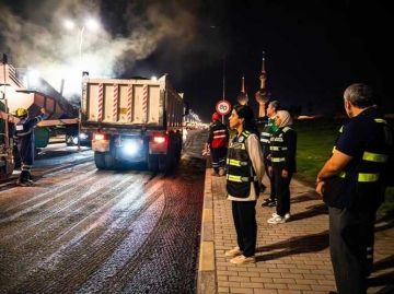 وزيرة الأشغال تتفقد أعمال الصيانة وفرش الطبقة الأسفلتية بشارع الخليج العربي