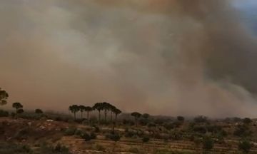 بالفيديو: حريق يهدد المنازل في وادي مرج بسري