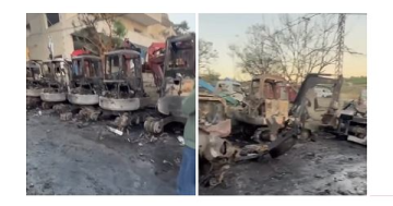 عدوان المصيلح أدى الى تدمير اكثر من 300 آلية بين جرافات وحفارات