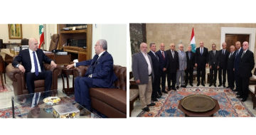 الرئيس عون استقبل المشنوق ومهندسين متقاعدين قدموا اقتراح الاستعانة بهم للتطوع في إعادة الإعمار