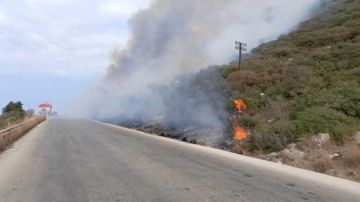 حريق كبير على الطريق البحرية بين حنوش وشكا وإصابة في صفوف الدفاع المدني