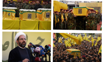 حزب الله شيع الطبطبائي وبرو وبرجاوي بمسيرة في الغبيري ودعموش: غير معنيين بأي طرح قبل التزام العدو اتفاق وقف النار