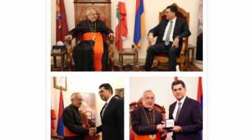 مرقص ممثلا الرئيس عون زار البطريرك ميناسيان: أطلعته على جهود الحكومة