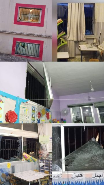 بالصورة: مدرسة سحمر الرسمية بعد القصف