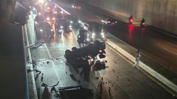 سقوط سيارة... حادث سير مروع على أوتوستراد سليم سلام