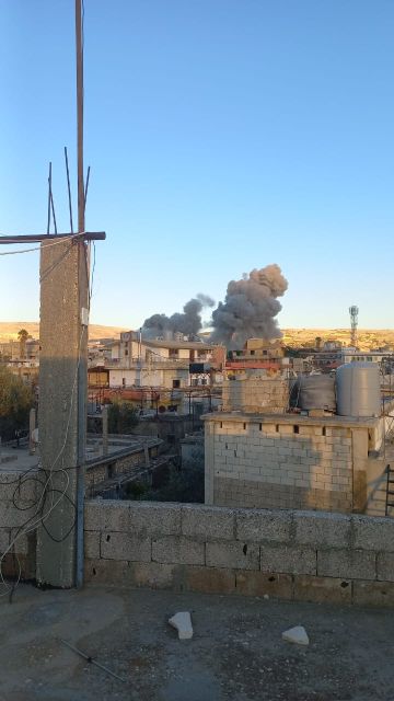 بالصور: غارتان معاديتان استهدفتا المبنيين المهددين في سحمر البقاعية