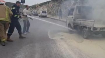 احتراق بيك آب بسبب احتكاك كهربائي